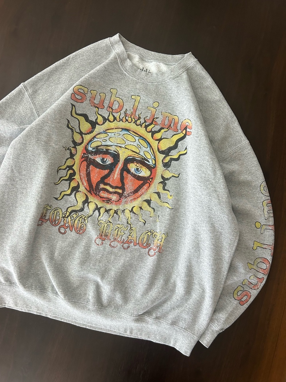 Y2K Sublime Gray Band Sweater Long Beach Skater Graphic Pullover Mens Size S/M